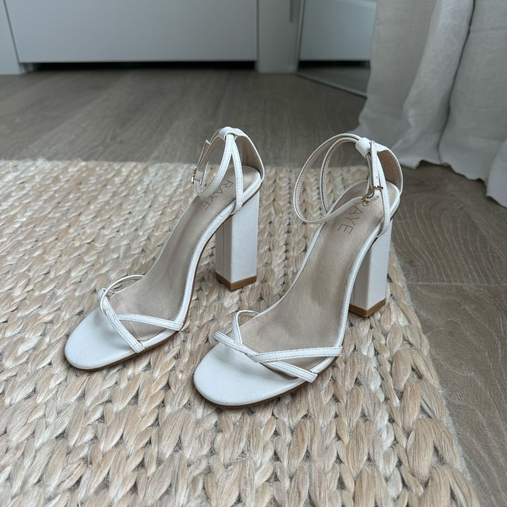 RAYE White Block Heel Strappy Sandals - Picture 6 of 6